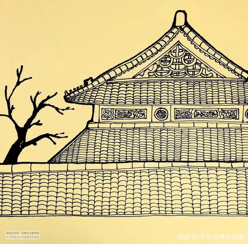 儿童画教程|探寻中国传统古建筑艺术《故宫的雪》