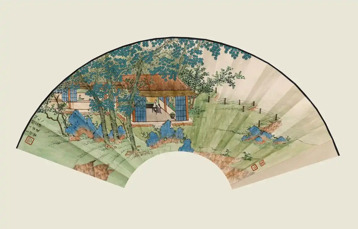 画了一幅一尺扇面拟元人赵孟頫百尺梧桐图