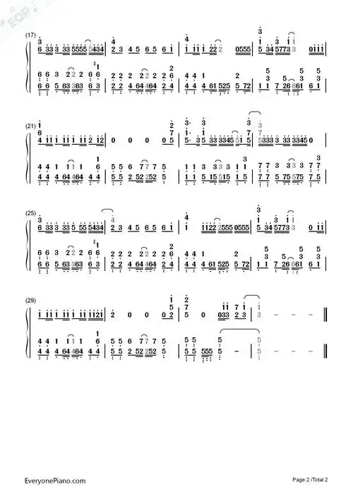 眠り姫-sekai no owari双手简谱预览2