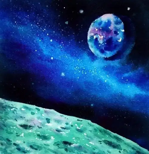 三分钟学画 |水彩星球!在茫茫黑暗宇宙之中的光亮