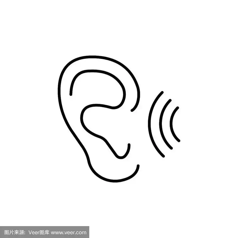 耳朵矢量线图标.听力