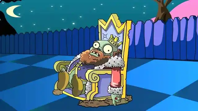 植物大战僵尸动漫僵尸国王坐着宝座从天而降压扁小鬼僵尸