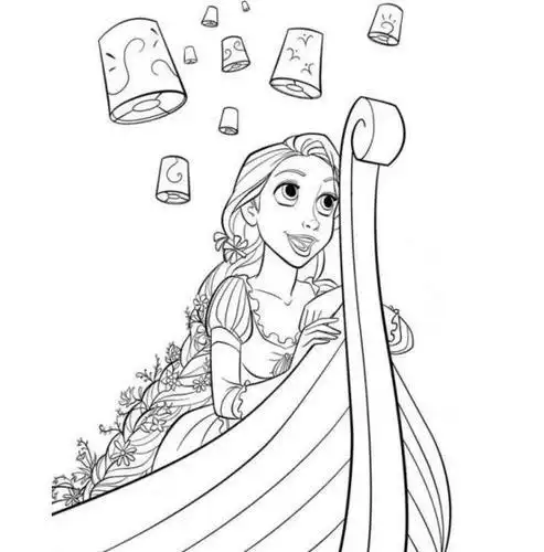 漂亮的长发公主 卡通动漫简笔画 长发公主简笔画