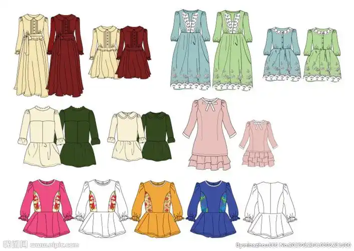 女装童 裙子亲子设计ai矢量图图片