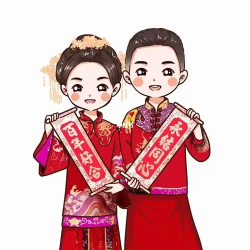 手绘头像一组结婚照情侣头像