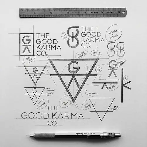 标志分享# 看似简单的标志设计的制图手稿.james martin