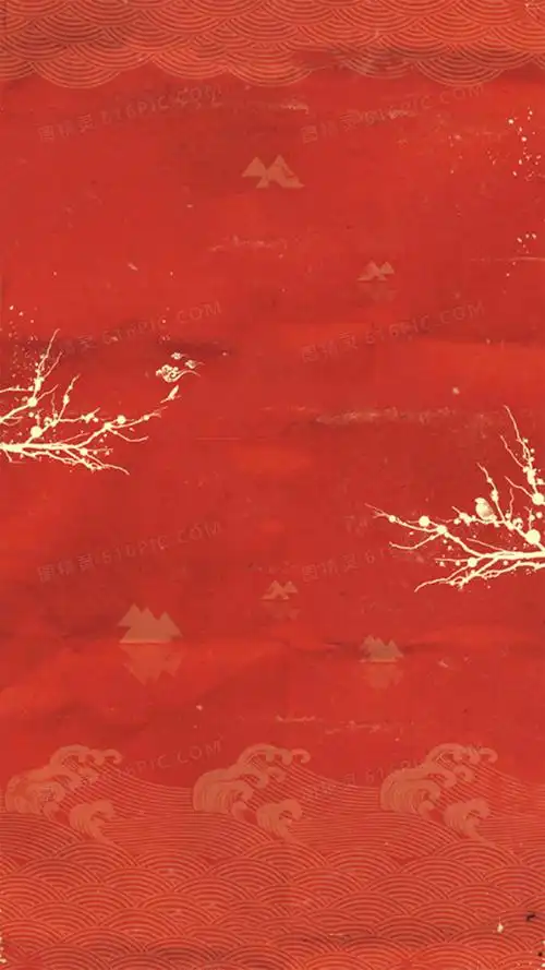 红色桃花中国风h5背景背景图片下载_1080x1920像素jpg格式_编号z26f56