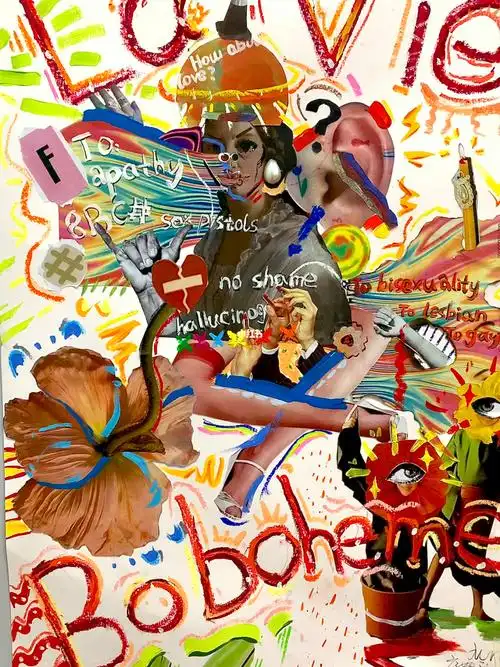 于很喜欢的音乐剧rent[耶r]#拼贴画  #拼贴  # #she 62ji#作业设计