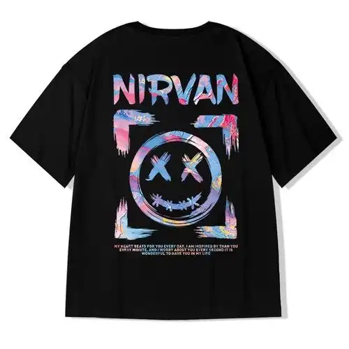 oversize港风潮牌国潮嘻哈小恶魔短袖t恤男潮宽松大码情侣装半袖 - 17