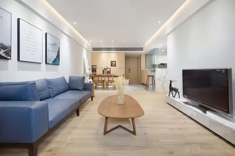 98平米三室户北欧风格装修效果图-上海美团网