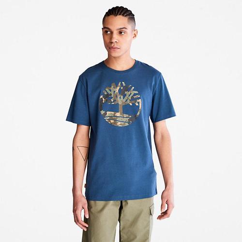 添柏岚timberland男款深蓝色t恤|camo-logo t-shirt for men in blue