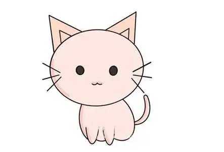 可爱呆萌小猫简笔画画法步骤图片,小猫怎么画