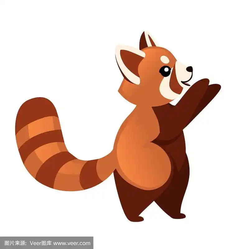 可爱可爱的小熊猫手卡通设计动物角色平面矢量风格插图在白色的背景