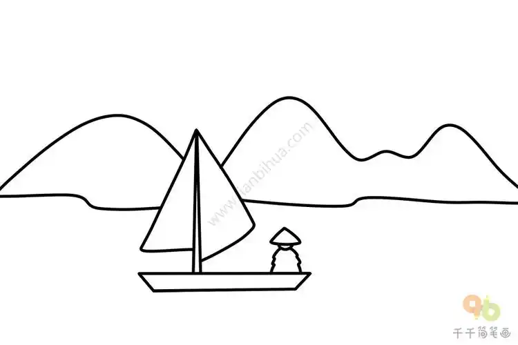 自然风景简笔画 山清水秀