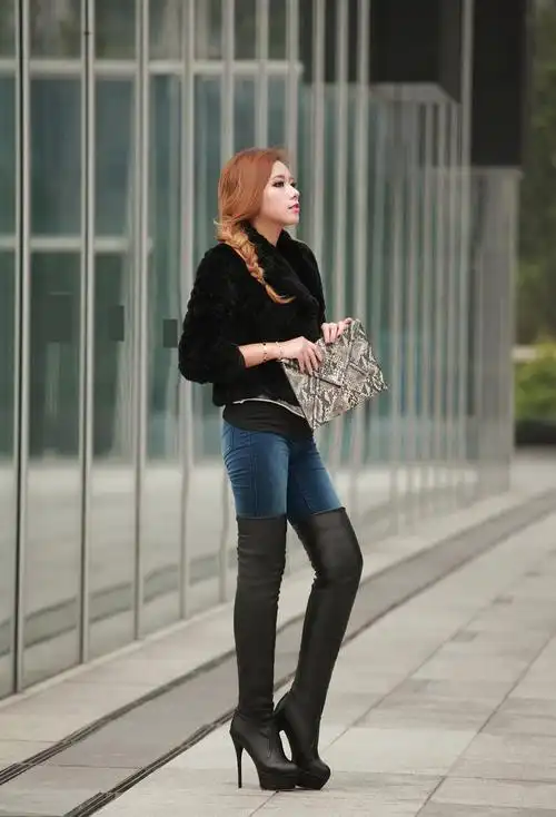 靴子女外贸跨境女鞋秋冬新款长靴过膝靴细跟高跟靴大码43一件代发