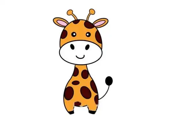 卡通长颈鹿简笔画图片彩色可爱长颈鹿简笔画步骤图解教程
