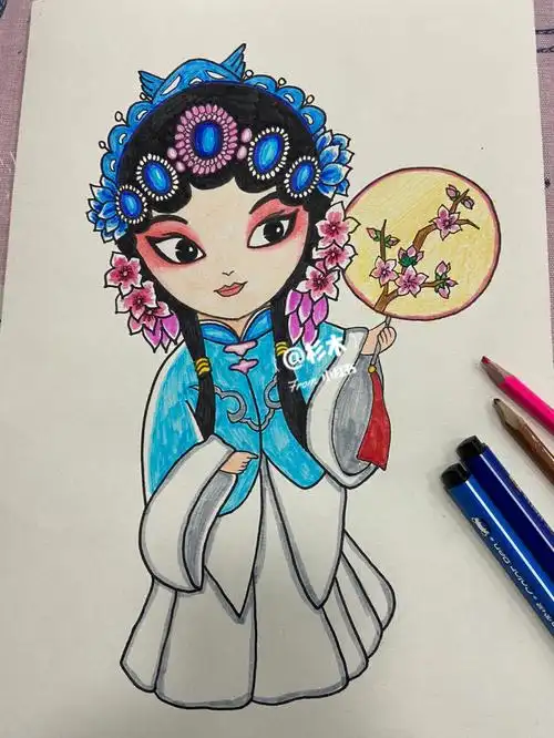 戏曲人物 #牛皮纸  #画画过程图  上周画的戏曲人物,临摹作品,感换