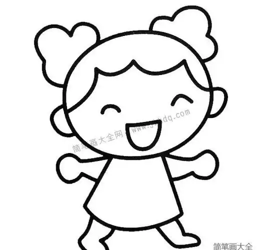 幼儿学画开心的小女孩_人物简笔画_简笔画大全