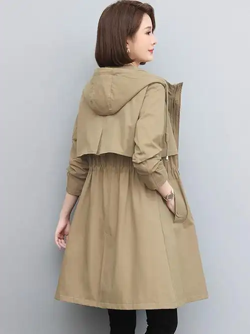 风衣女中长款2023早春新款女装春装小个子工装中年妈妈二八月外套