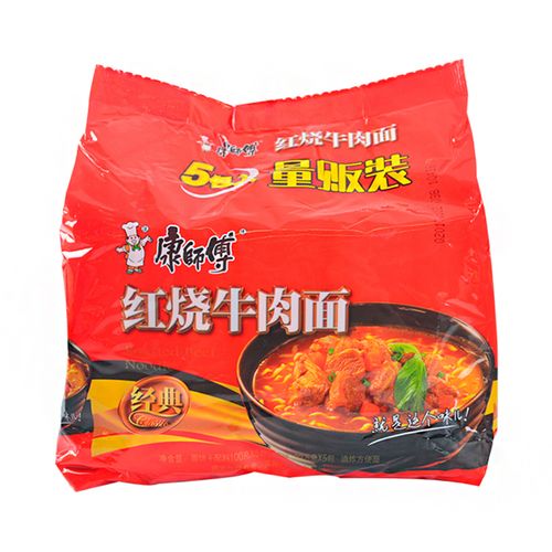 康师傅经典红烧牛肉面五包方便面独特美味速食