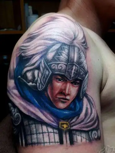手臂霸气的赵云赵子龙纹身图案