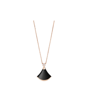bvlgari/宝格丽 diva系列女士18k玫瑰金/缟玛瑙钻石黑色双面佩戴项链