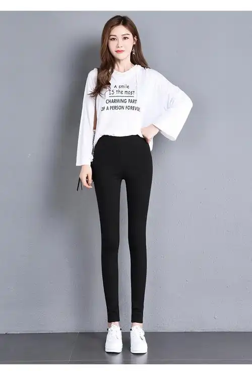 小黑裤大码裤子女胖mm薄款夏女士黑色夏季小脚打底裤200斤女裤潮_菲妮