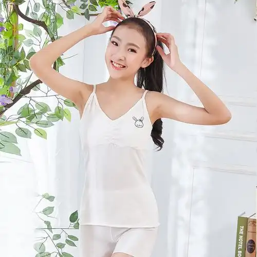 少女生内衣韩版初中学生发育期抹胸小背心小背心学生少女长款女童发育