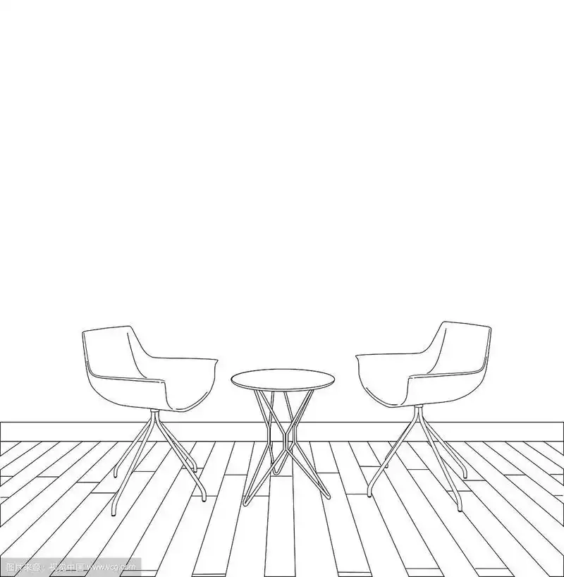 现代室内桌椅素描