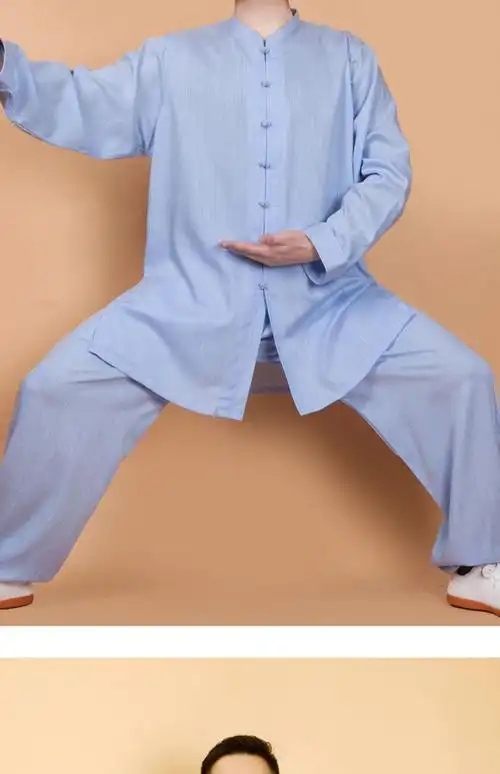 武极堂太极服女新款中长武术亚麻棉麻太极拳练功服女夏季服装春秋劲武