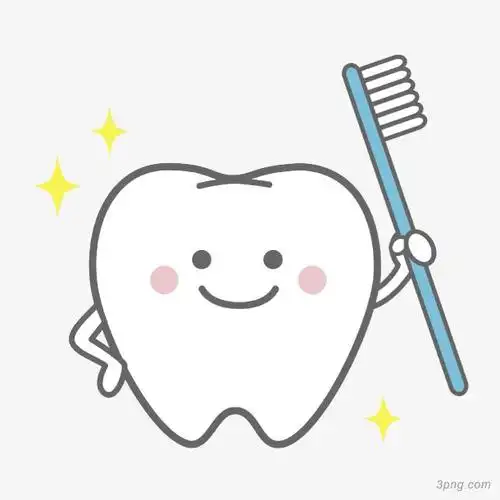 可爱牙齿拿着牙刷卡通矢量免扣图