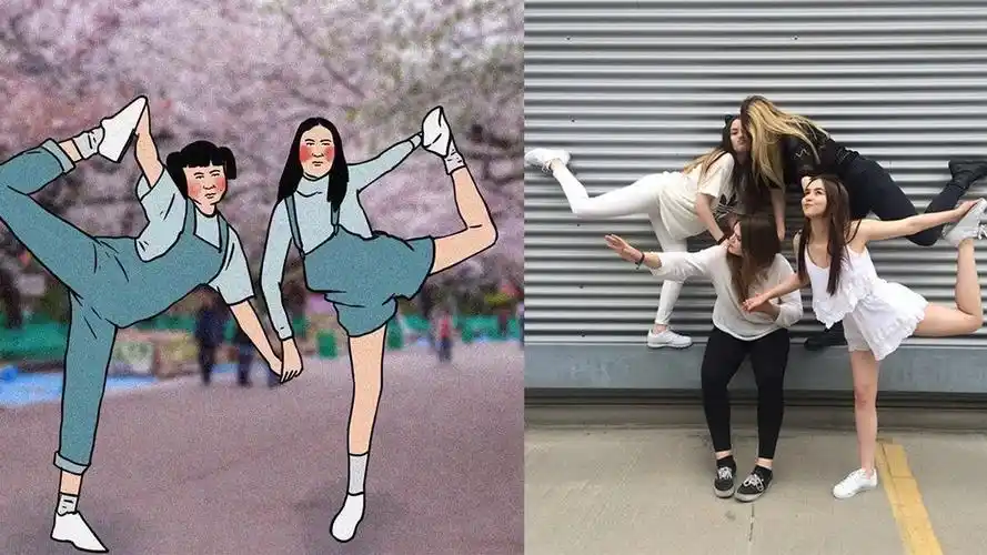 19款韩国ig必学的搞笑pose「一起来当人体装置艺术」