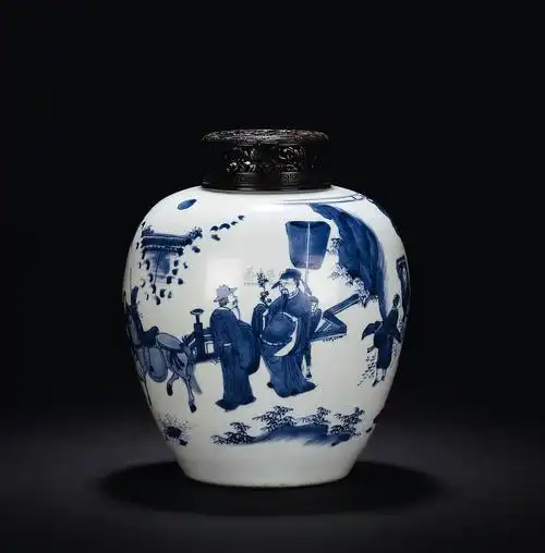 【明崇祯 青花人物罐】拍卖品_图片_价格_鉴赏_明代青花瓷器_雅昌艺术