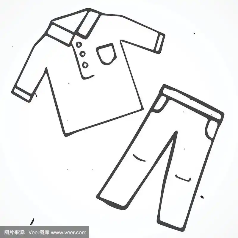 男士时尚衬衫和短裤手绘