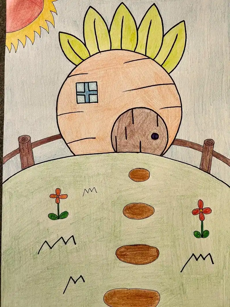 一起来画胡萝卜09房子吧.#跟我一起学画画 #上热门 - 抖音