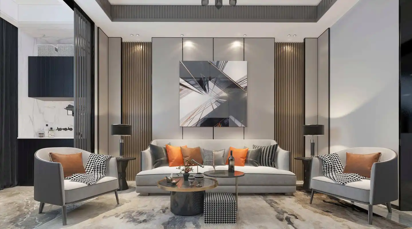 【设计案例】望府公馆167㎡现代简约.客厅:根据男主人的颜色 - 抖音