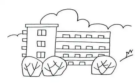 楼房简笔画图片大全 小区楼房简笔画图片大全