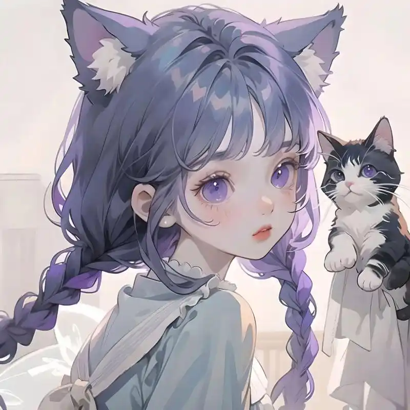 紫色系"小猫"61女生头像～ 有没有特别喜欢猫耳头像的～ "我拿什么