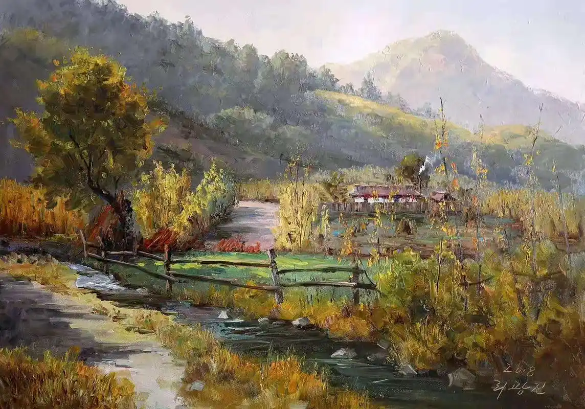 油画风景《最美的风景在路上》系列之六. 图1-6(油画):中朝友谊画廊.