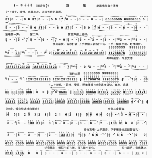 野狼曲谱---经与原奏校对有个别改动.