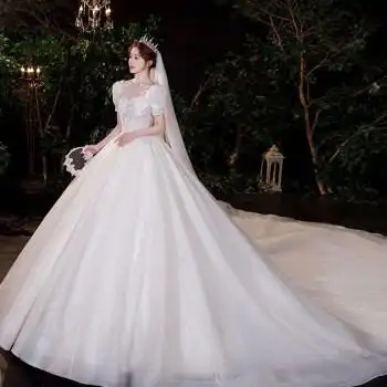 孕妇夏季中国风森系超仙梦幻轻婚纱简约小个子白色3拖尾孕妇款式100s