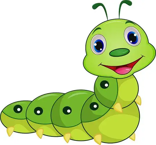 可爱的卡通毛毛虫色彩缤纷的角色