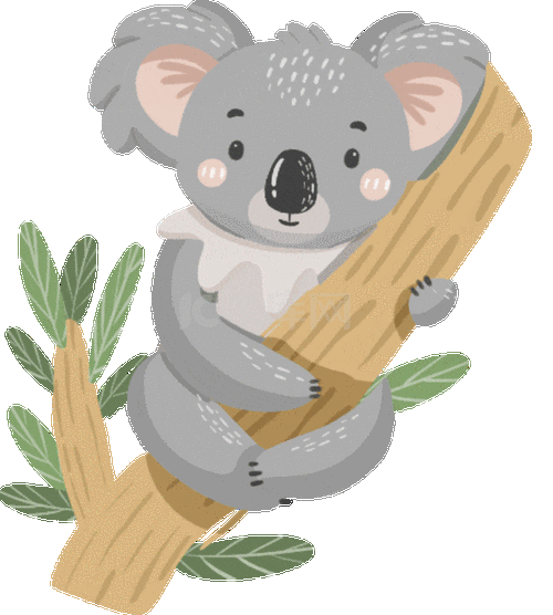 动物考拉树袋熊可爱呆萌抱树树枝动图gif