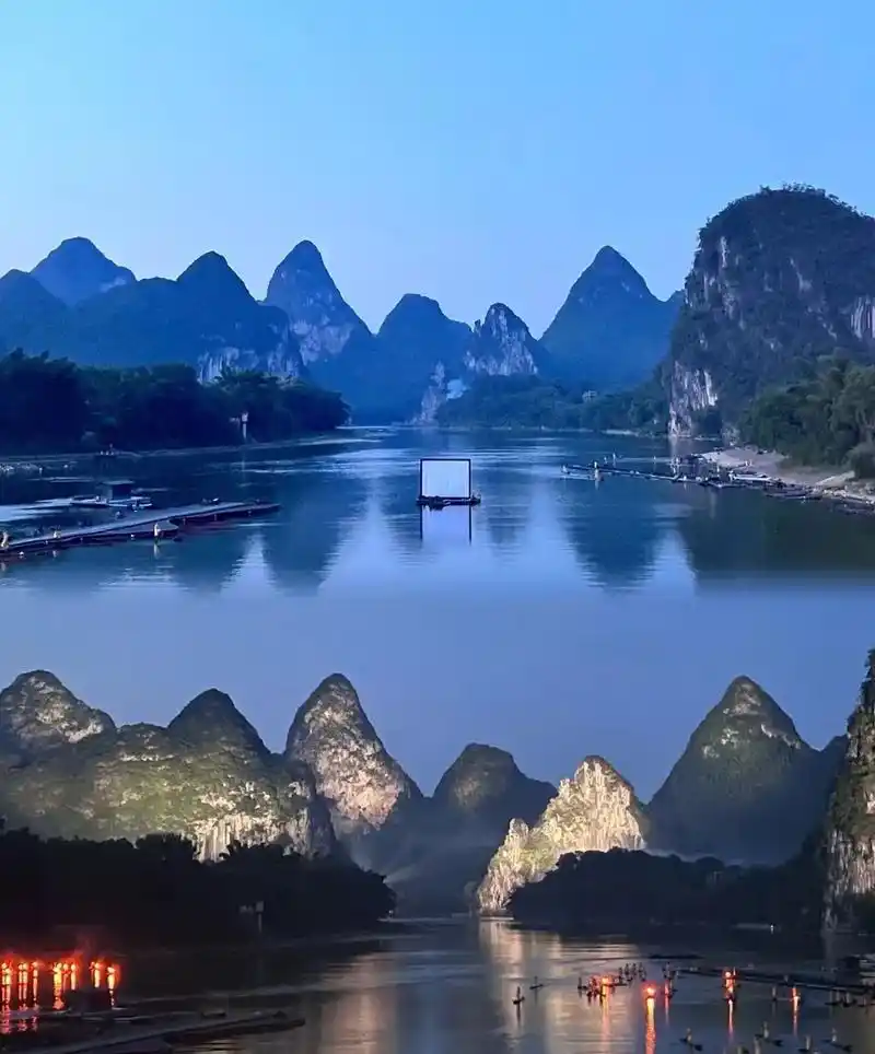 山水为景,天空为幕 竹林轻吟,看月光批洒 渔火袅袅中,听远古 - 抖音