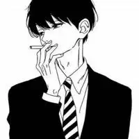 黑白叼烟男生卡通头像呆萌_微信头像图片大全