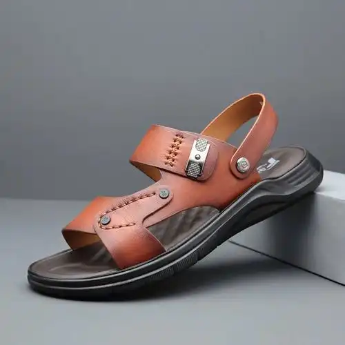 头层牛皮夏季凉鞋男2024年新款防滑外穿增高凉拖鞋开车运动沙滩鞋