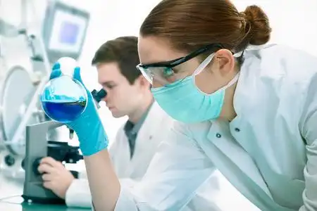 在实验室工作的科学家们照片