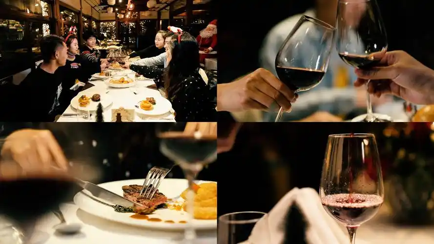 朋友聚会干杯西餐红酒牛排
