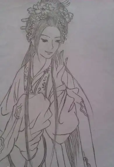 古装美女简笔素描画(简单,图片,适合入门)_百度知道