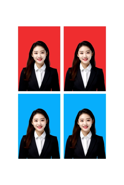 2寸红底蓝底证件照模板